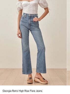 Reformation High-Rise Light Blue Flare Jeans